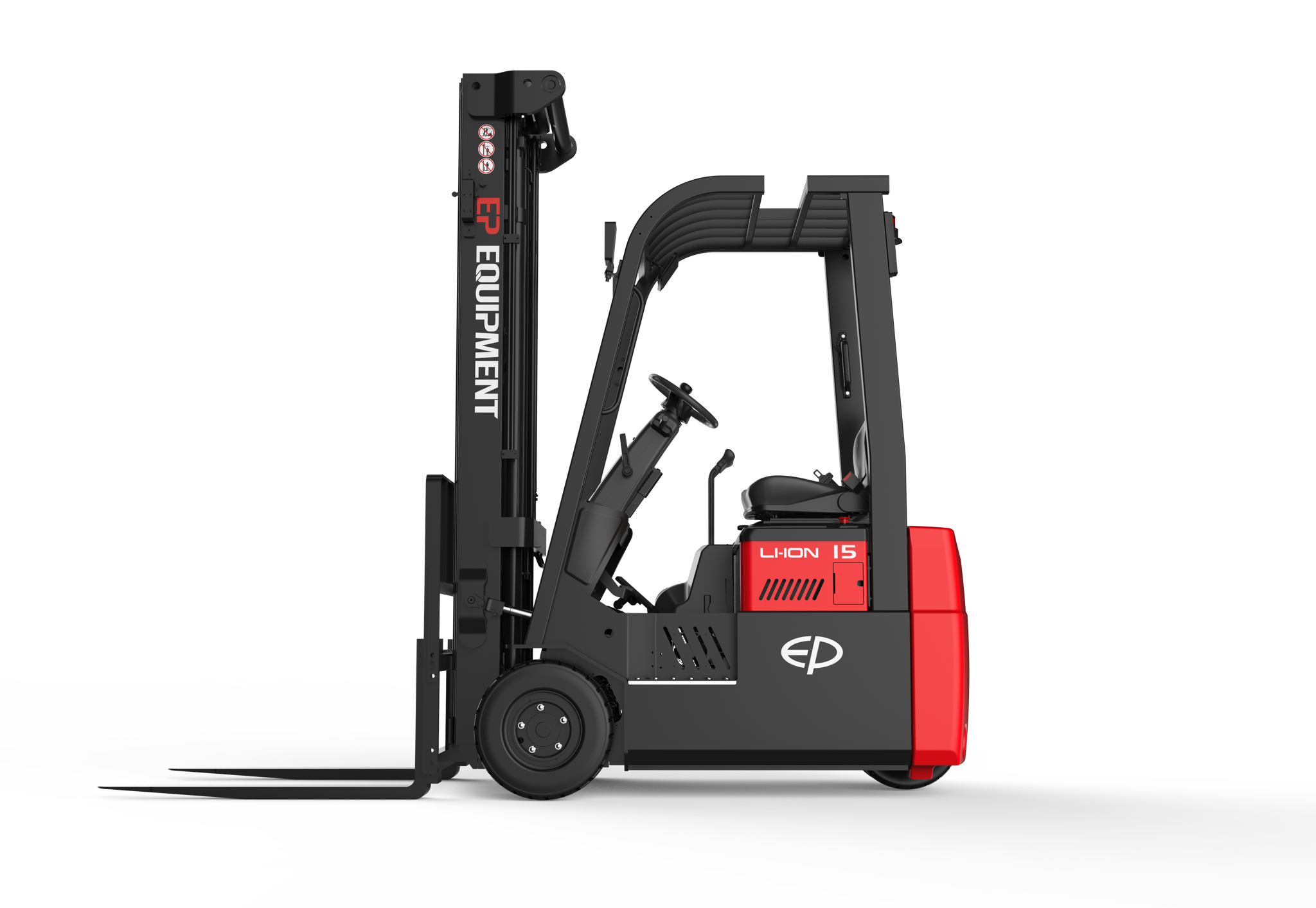 Thumbnail of Side view of CPD15TVL 1.5T three-wheel lithium-ion electric forklift by EP Equipment