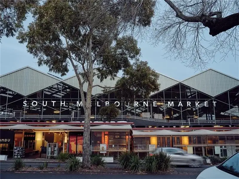 South Melbourne Market exterior, EP electric forklift delivery scene