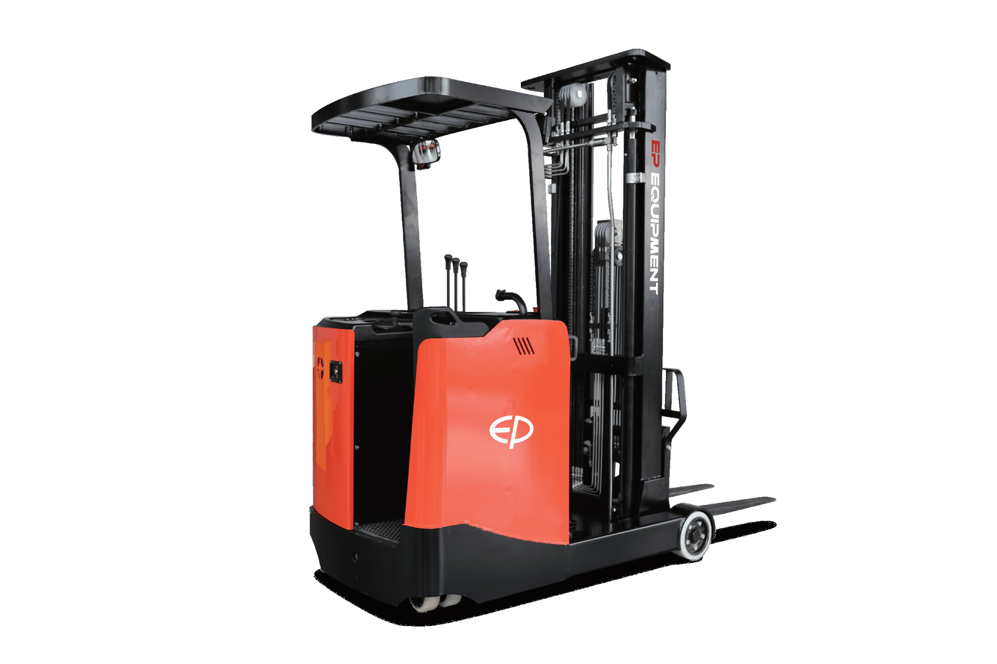 Rear-right view of CQD15S 1.5T lithium-ion electric narrow aisle reach truck by EP Equipment