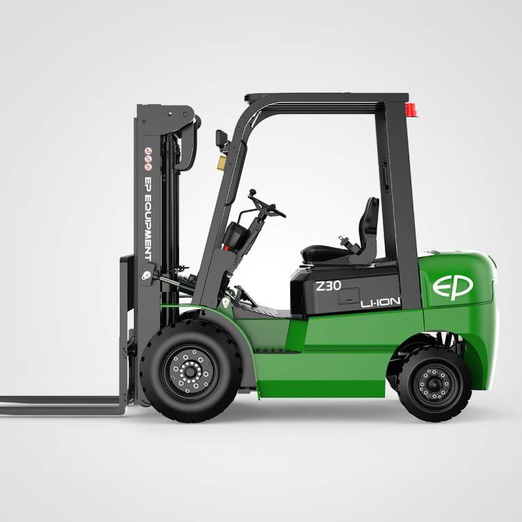 Side view of EFXZ-301 refurbished 3.0T lithium electric forklift by EP Equipment.
