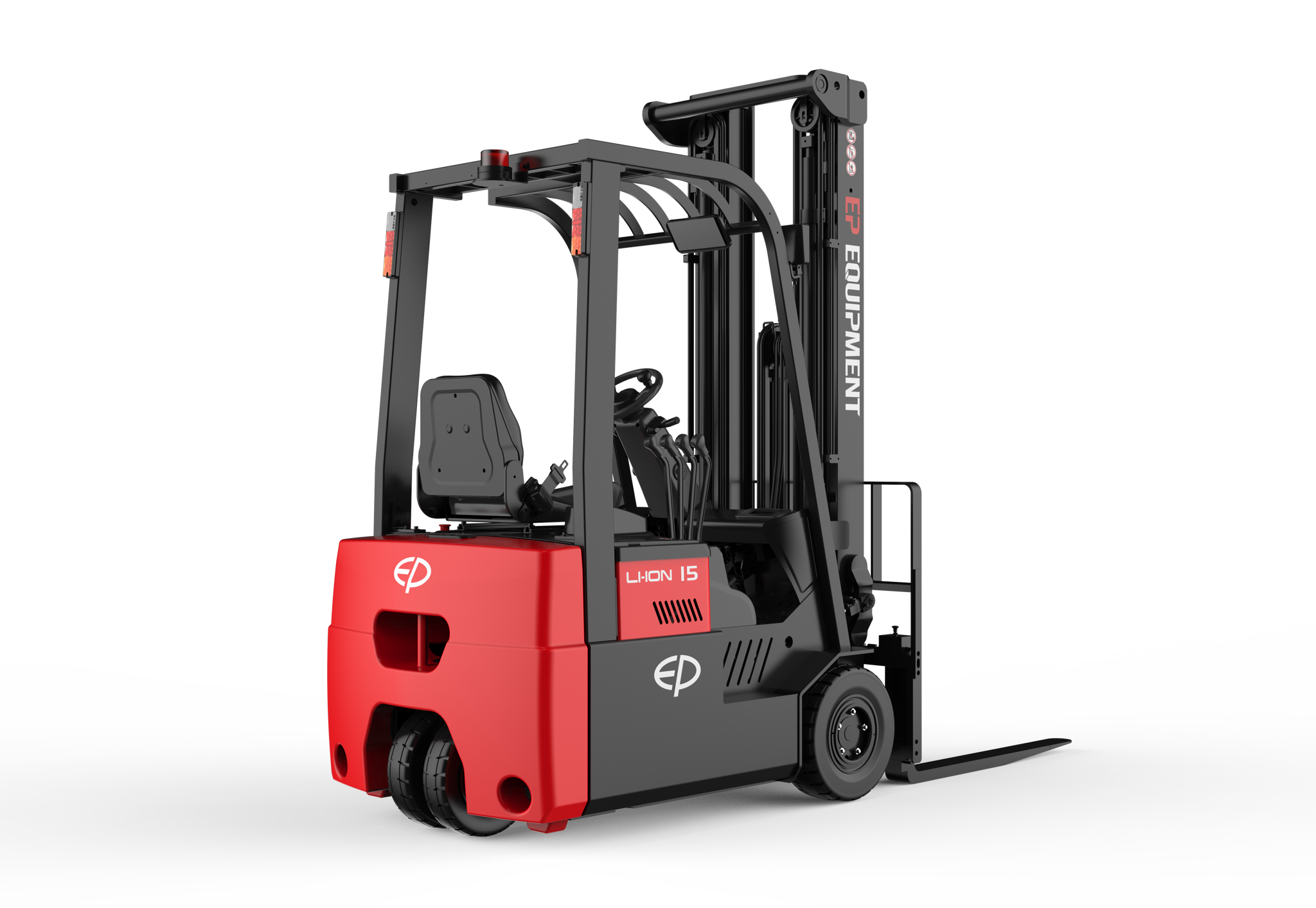 Rear-right view of CPD15TVL 1.5T three-wheel lithium-ion electric forklift by EP Equipment