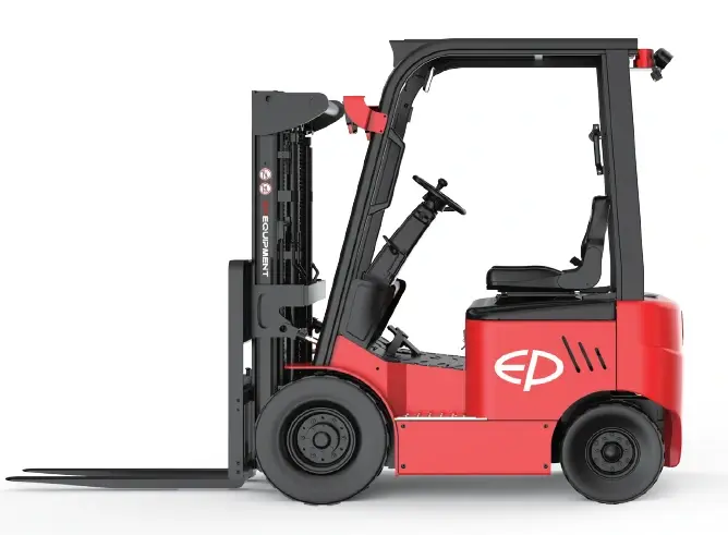 EFL181 lithium electric forklift by EP Equipment demonstrating proven ruggedness in challenging terrain
