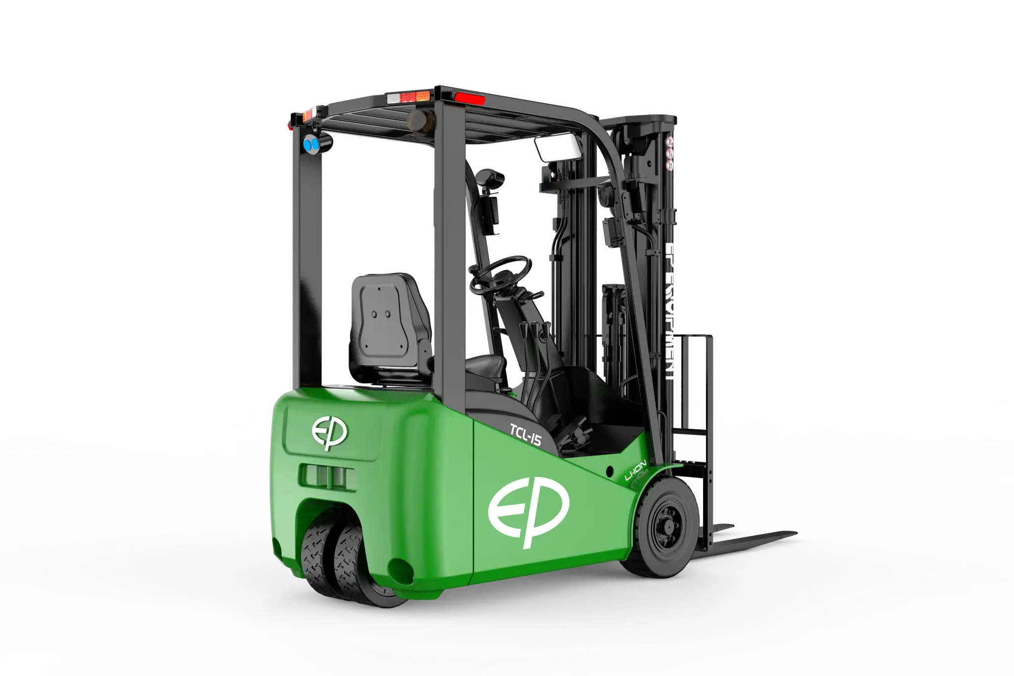 Rear-right view of TCL152 1.5T three-wheel lithium-ion electric forklift by EP Equipment
