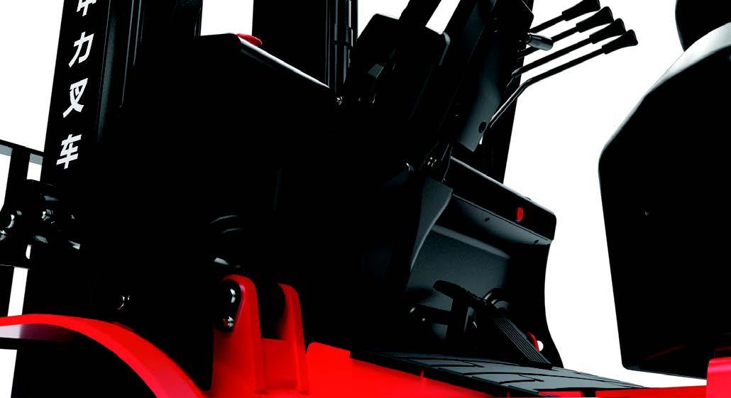 Close-up view of the ergonomic operating area of EP Equipment EFX series electric forklift, featuring multi-function levers and user-friendly control layout for comfortable operation.