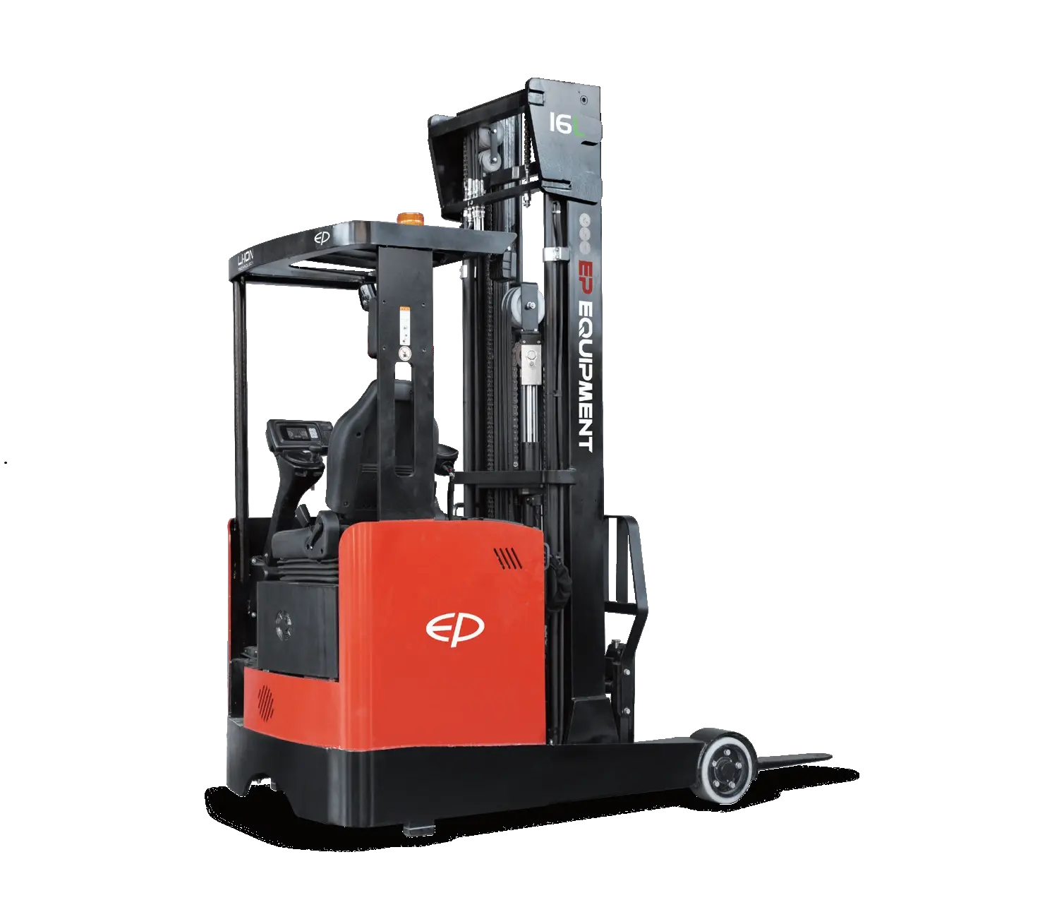 Rear-right view of CQD16L 1.6T lithium-ion electric reach truck by EP Equipment