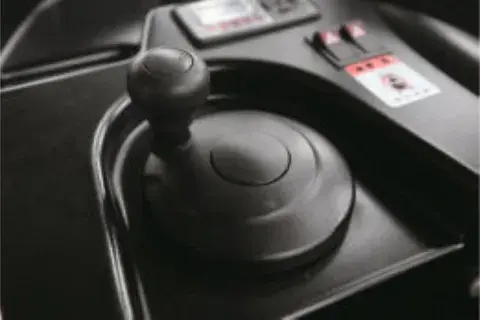 EP Equipment electric power steering (EPS) control knob on the operator console, providing effortless and precise steering for reach trucks and forklifts.