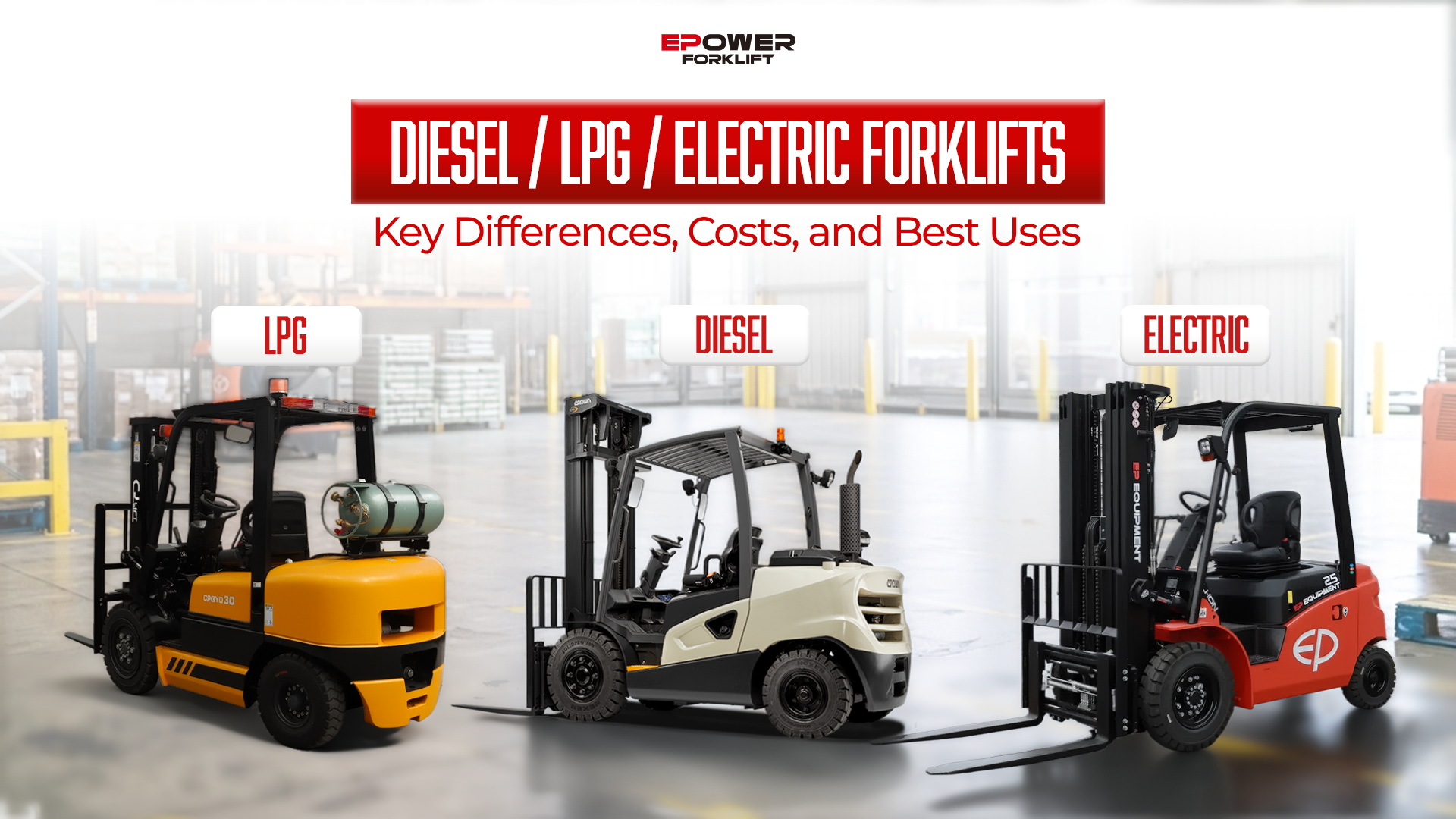 Diesel vs LPG vs Electric Forklifts: Key Differences, Costs, and Best Uses