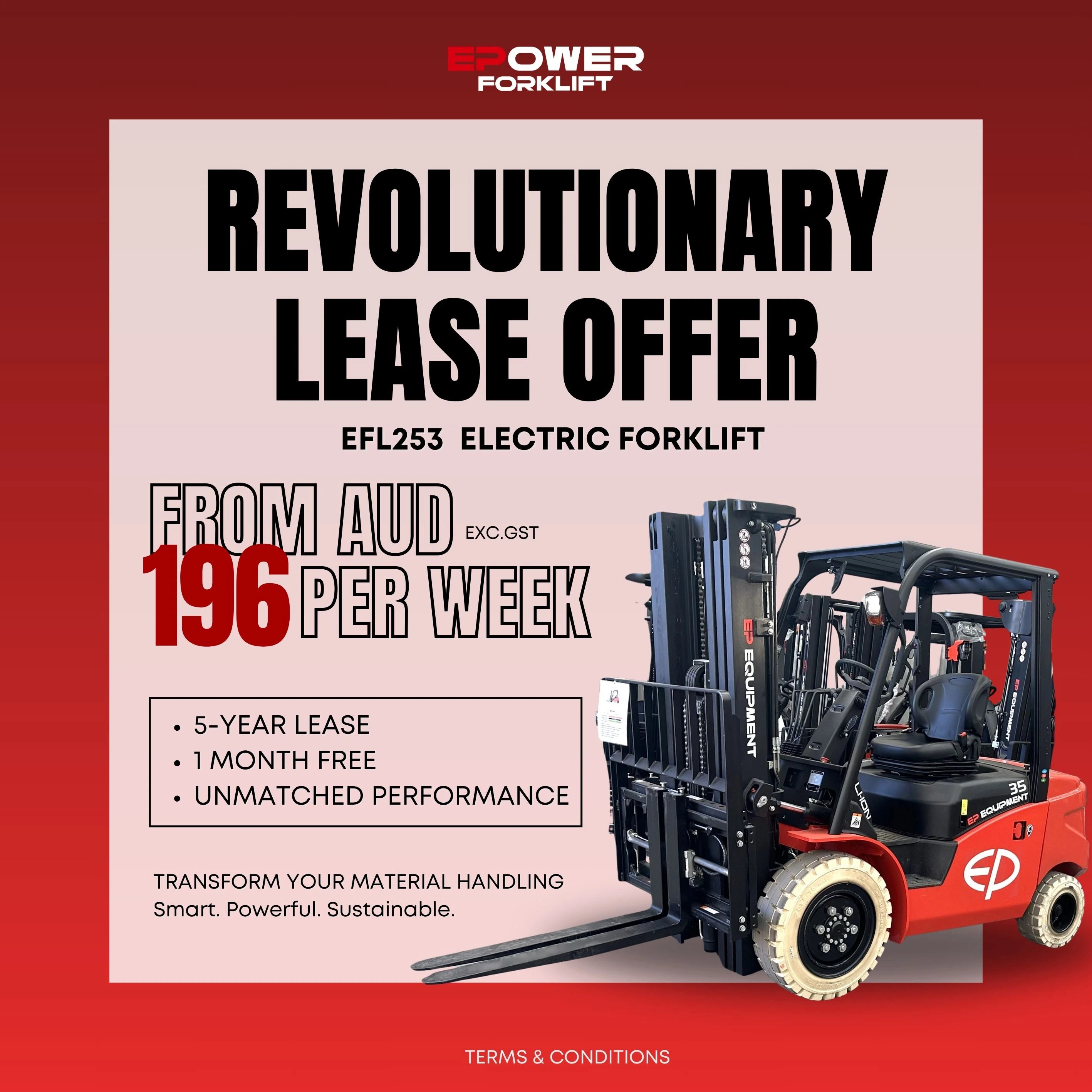 August 2025 Forklift Rental Promotion – Get 1 month free for 5 years lease