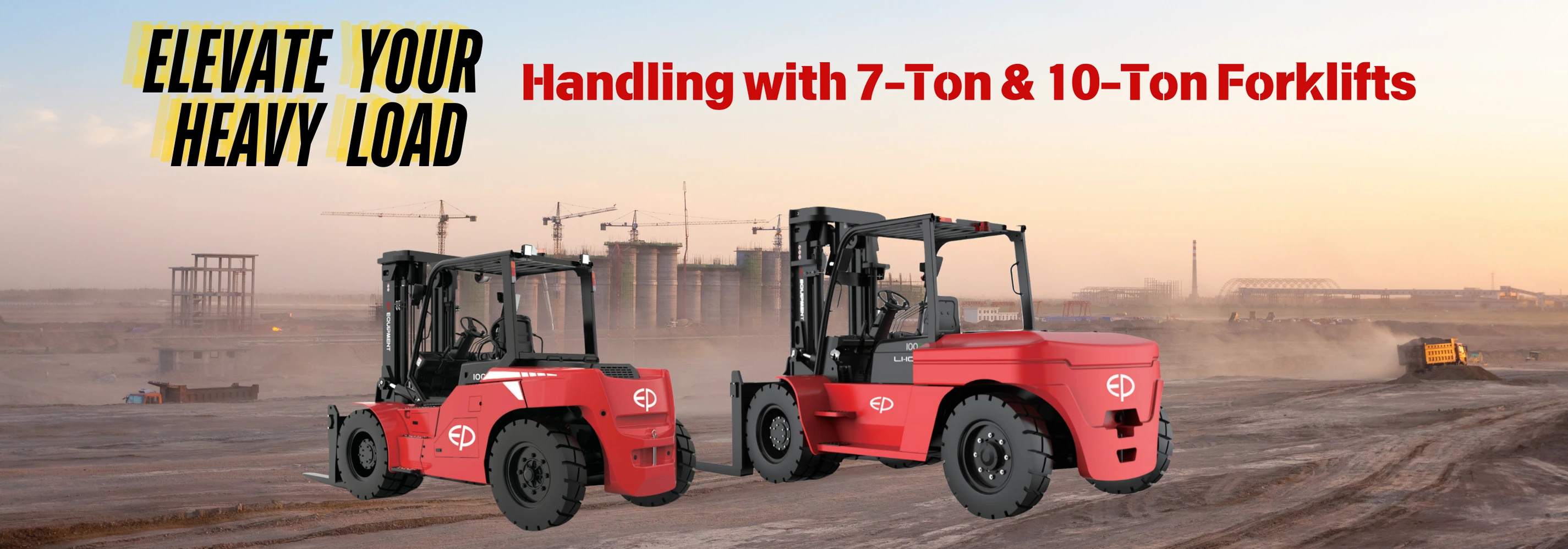 EP electric forklift product range including pallet trucks, stackers, counterbalance forklifts, and reach trucks