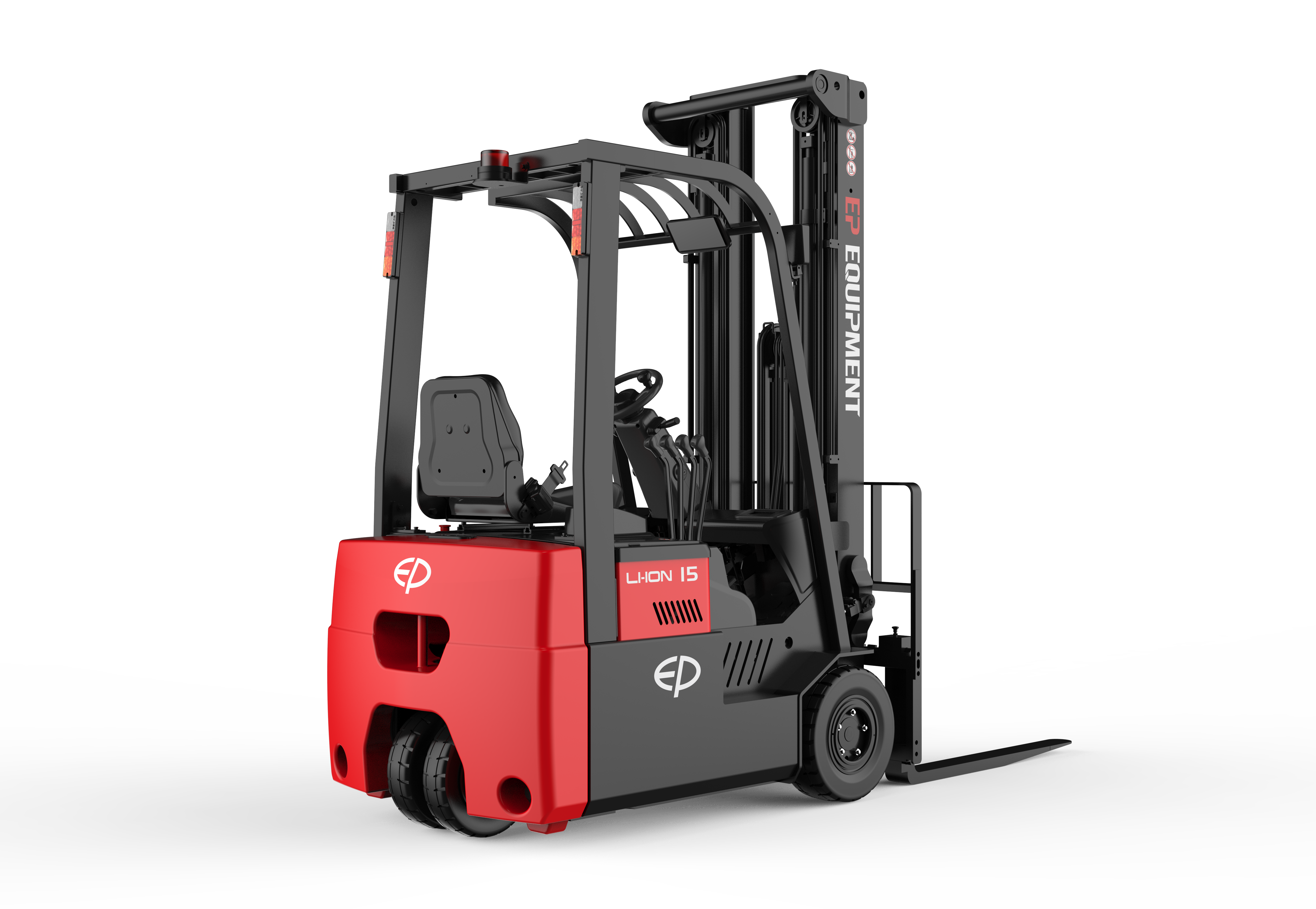 Rear-right view of CPD15TVL 1.5T three-wheel lithium-ion electric forklift by EP Equipment