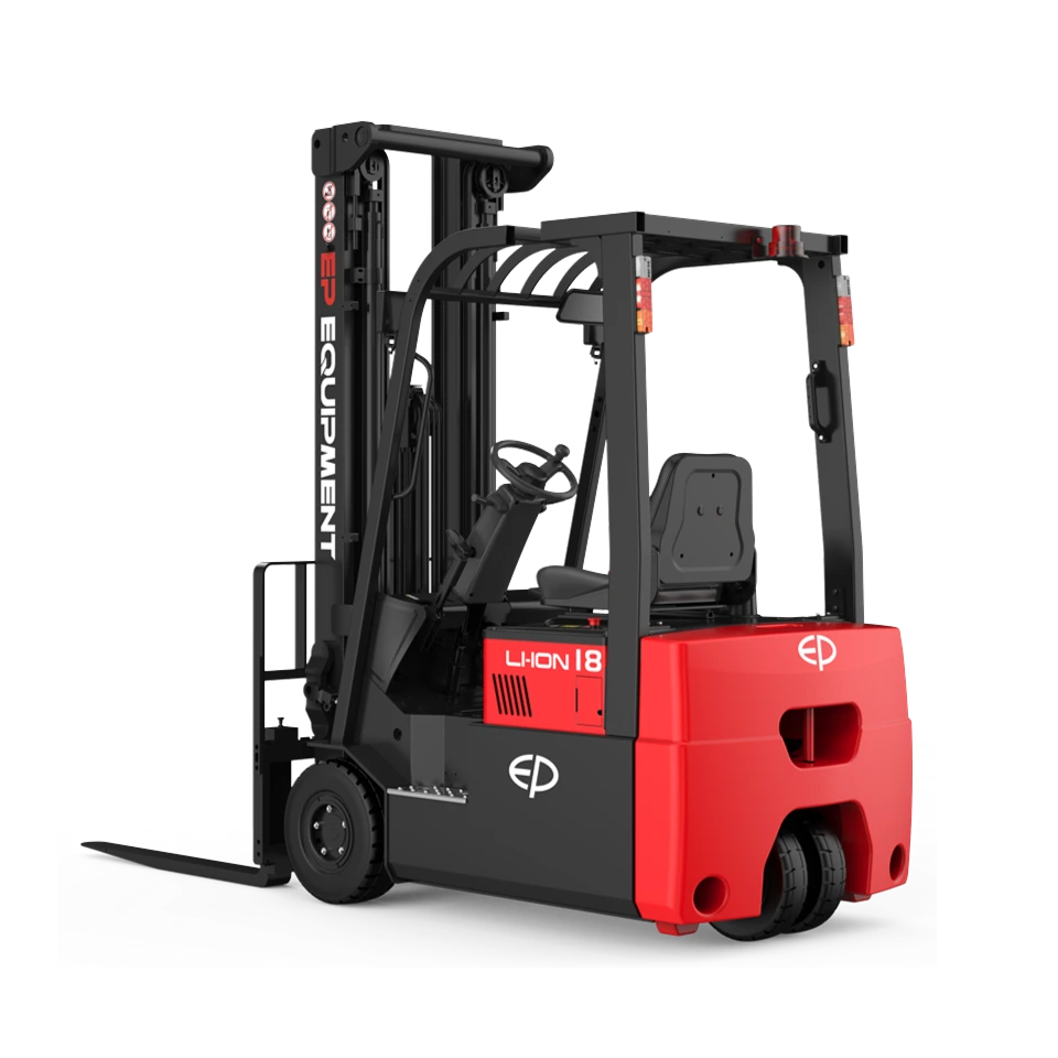 Rear side view of CPD18TVL three-wheel lithium-ion electric forklift by EP Equipment