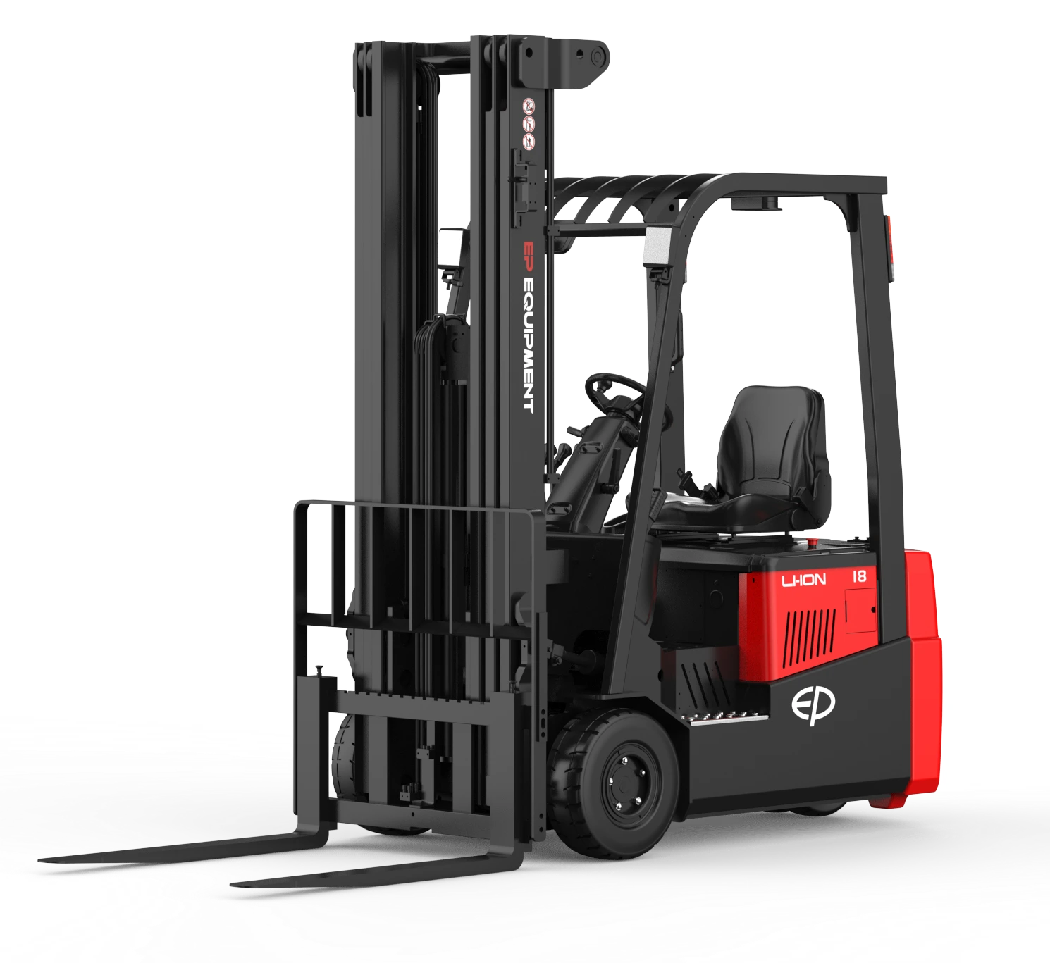 Front view of CPD18TVL 1.8T three-wheel lithium-ion electric forklift by EP Equipment