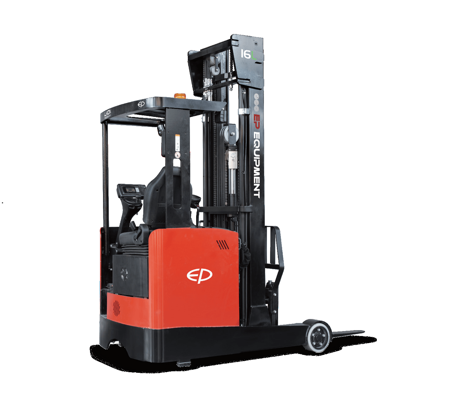 Rear-right view of CQD16L 1.6T lithium-ion electric reach truck by EP Equipment
