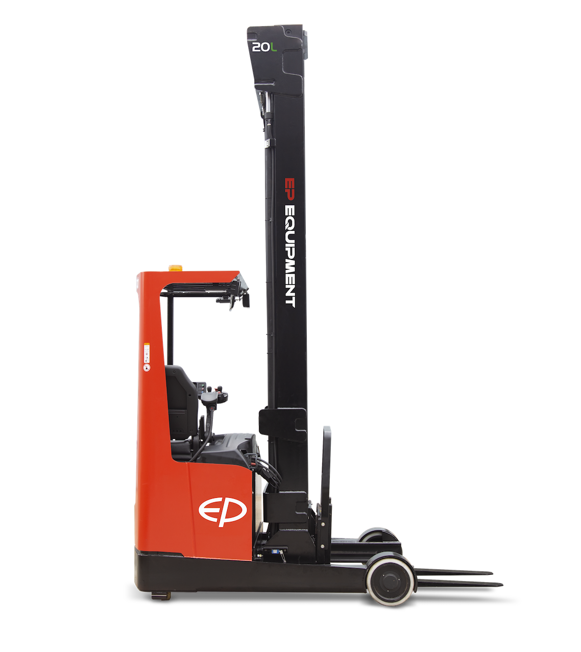 Side view of CQD20L 2.0T lithium-ion electric reach truck by EP Equipment
