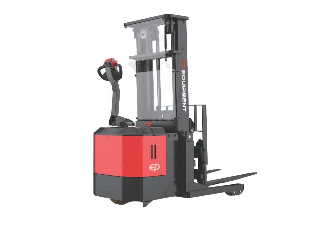 Rear-right view of CQE15S 1.5T lithium-ion electric walkie reach stacker by EP Equipment.