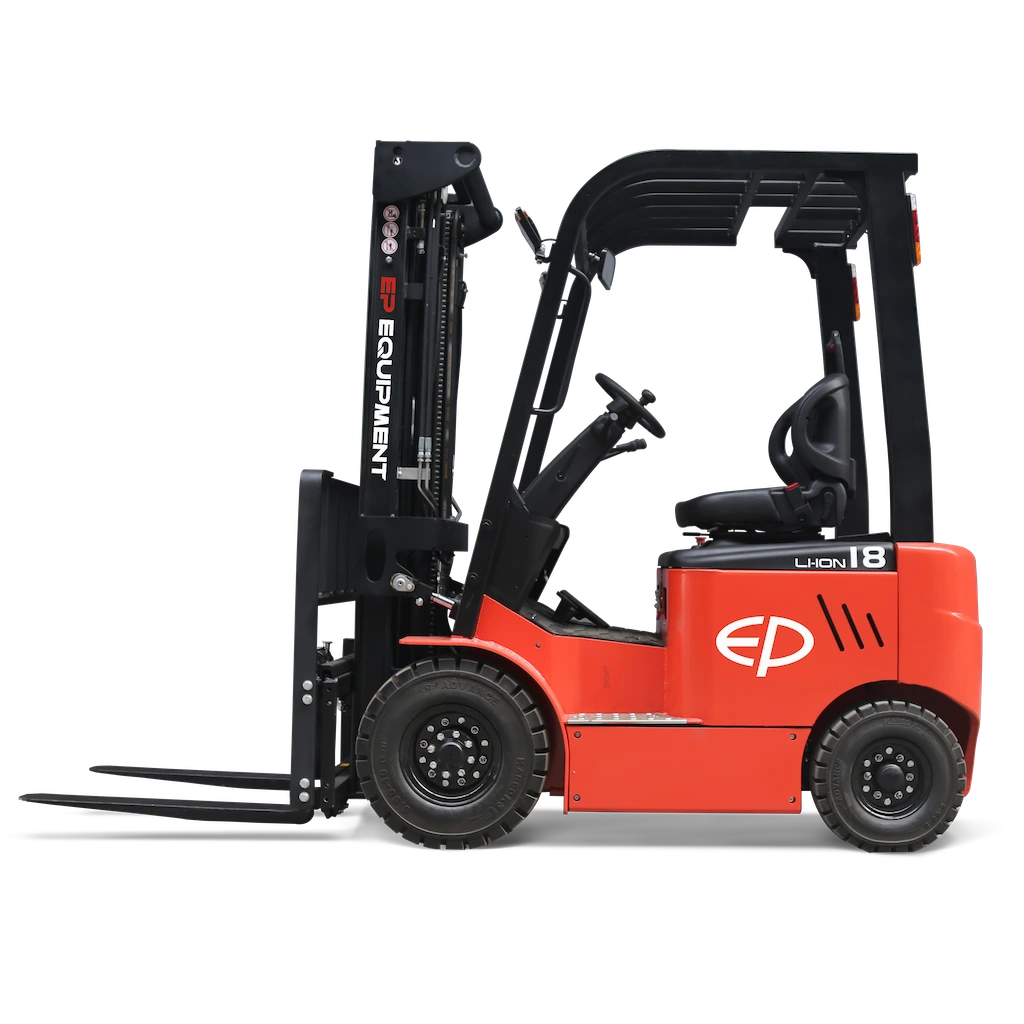 Side view of EFL181 four-wheel lithium-ion electric forklift by EP Equipment