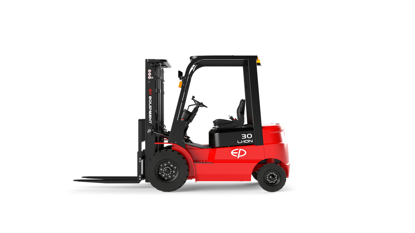 Side view of EFX302 3.0T four-wheel lithium-ion electric forklift by EP Equipment