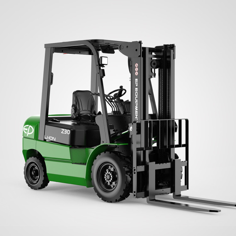 Front-right view of EFXZ-301 refurbished 3.0T lithium electric forklift by EP Equipment.