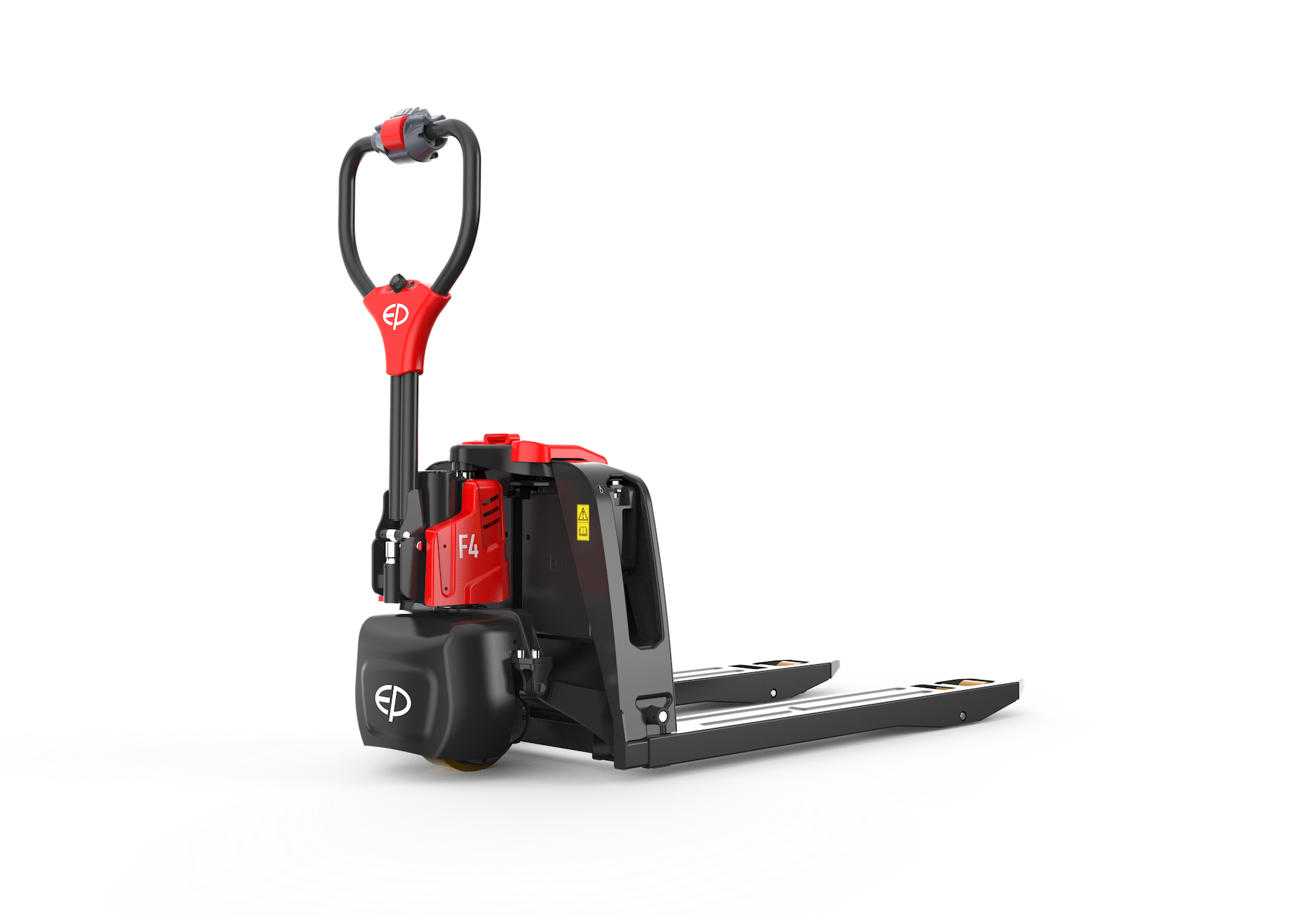 Rear-right view of F4 1.5T electric walkie pallet truck by EP Equipment, lithium-ion powered