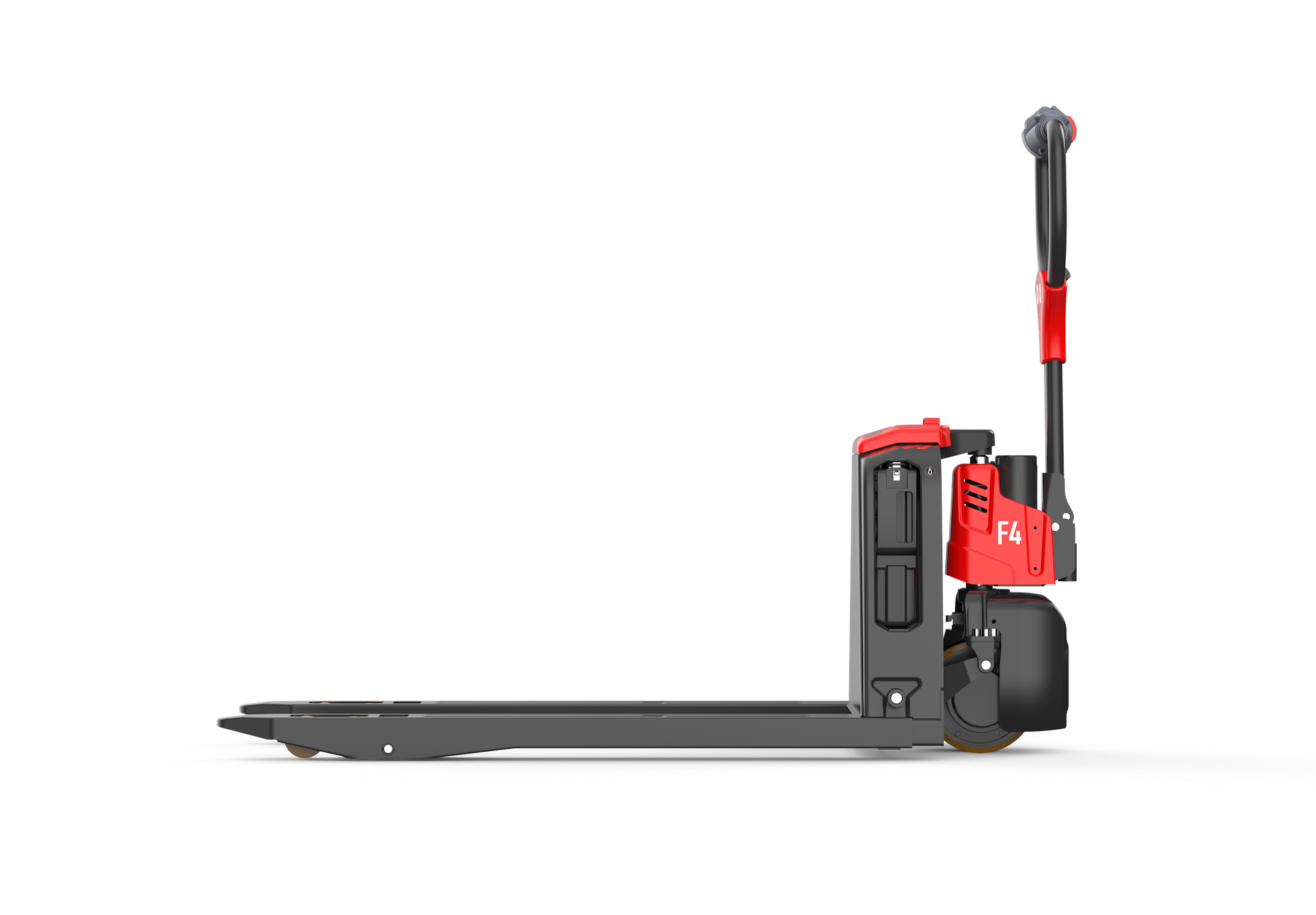 Side view of F4 1.5T electric walkie pallet truck by EP Equipment, lithium-ion powered