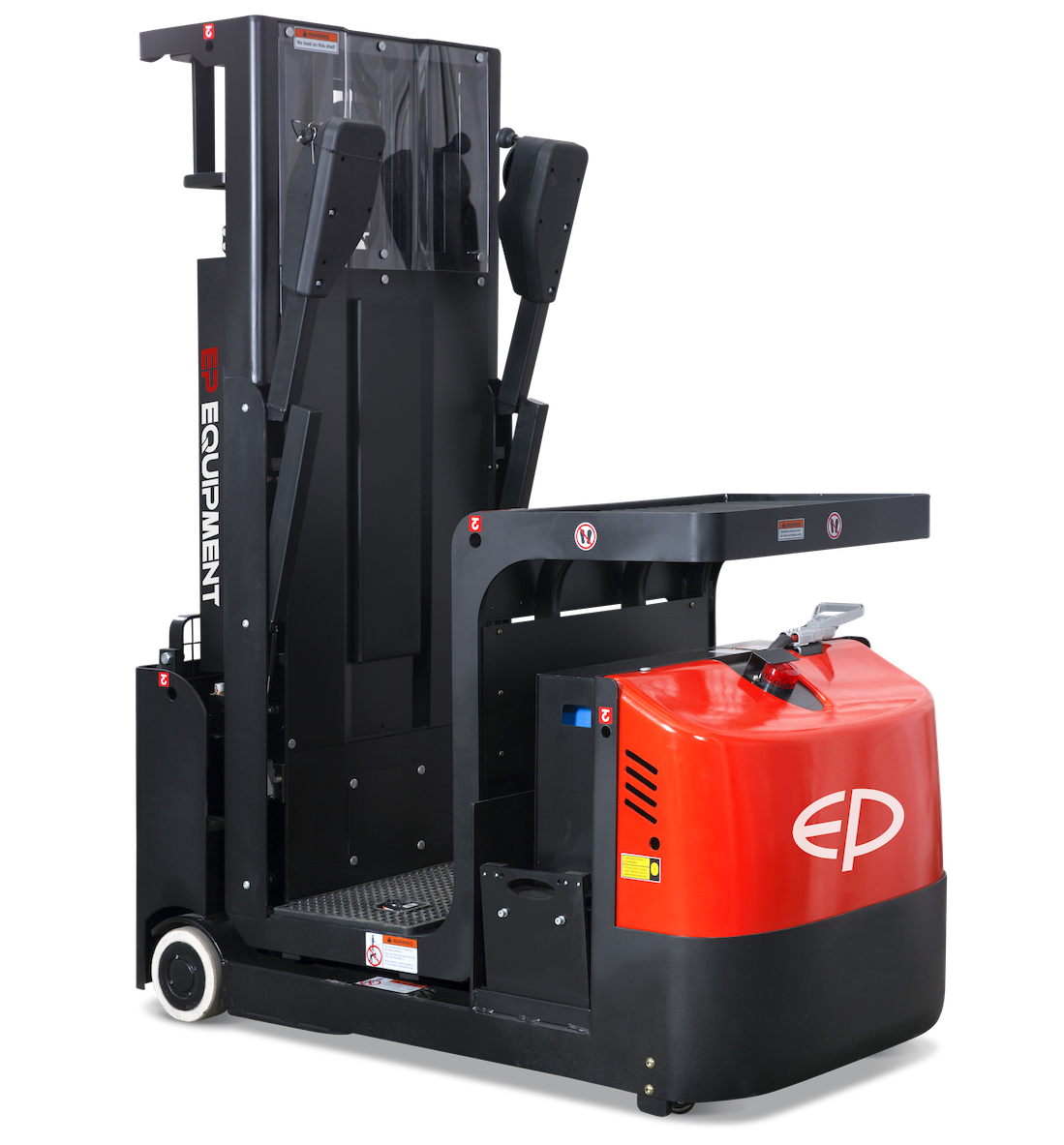 Rear-left view of JX1 lithium-ion electric order picker by EP Equipment